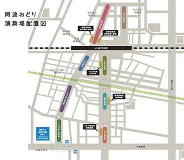 東京高円寺阿波おどり-演舞場配置図